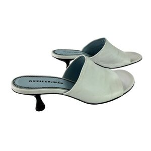 Genuine NICOLE SALDAÑA White Genuine Leather Casual Sandals For Women 38 7.5